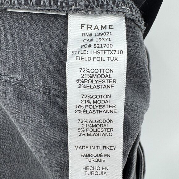 FRAME Le High Straight Leg Gray Silver Strip Field Foil Tux Jeans Size 27 - Picture 8 of 8